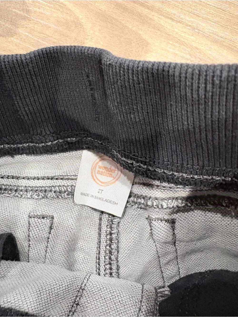 wonder nation Faded Black Wash Denim-Style Joggers